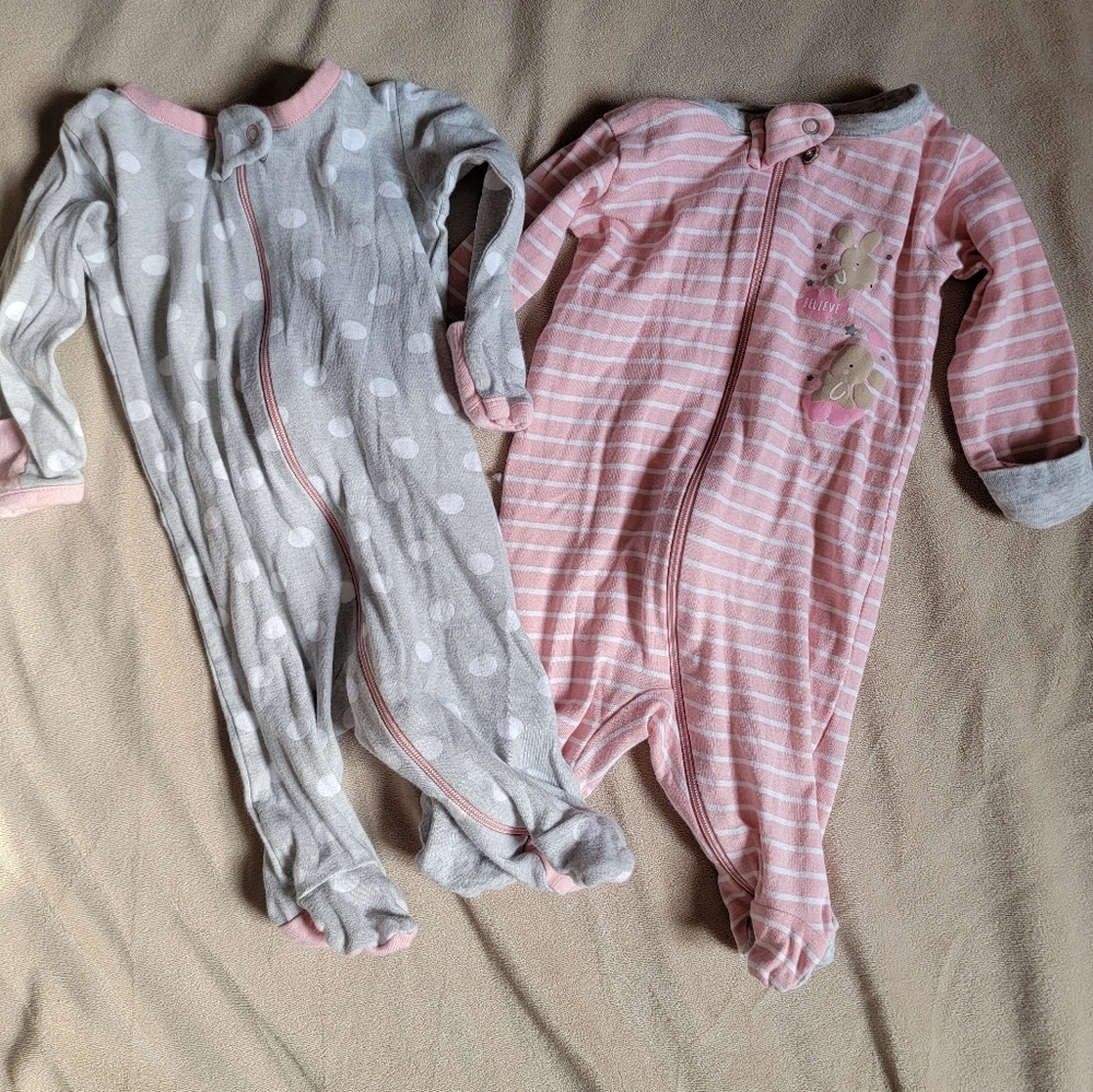 Wonder Nation Pink and Gray Footie Set